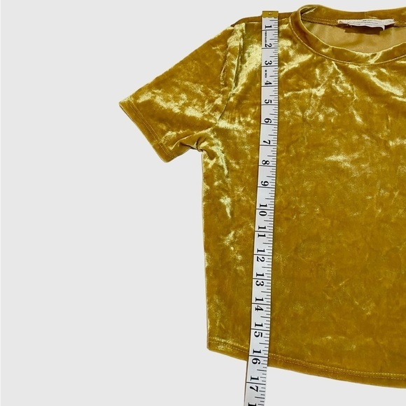 Urban Renewal Yellow Velvet Short Sleeve Top Size XS - Picture 2 of 6